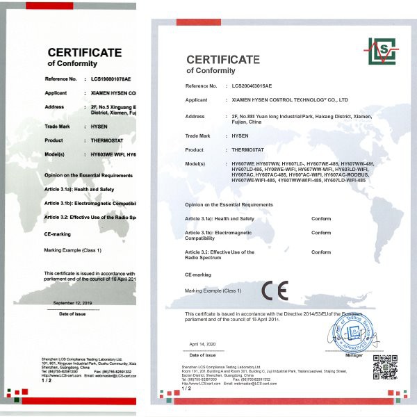CE for smart thermostat